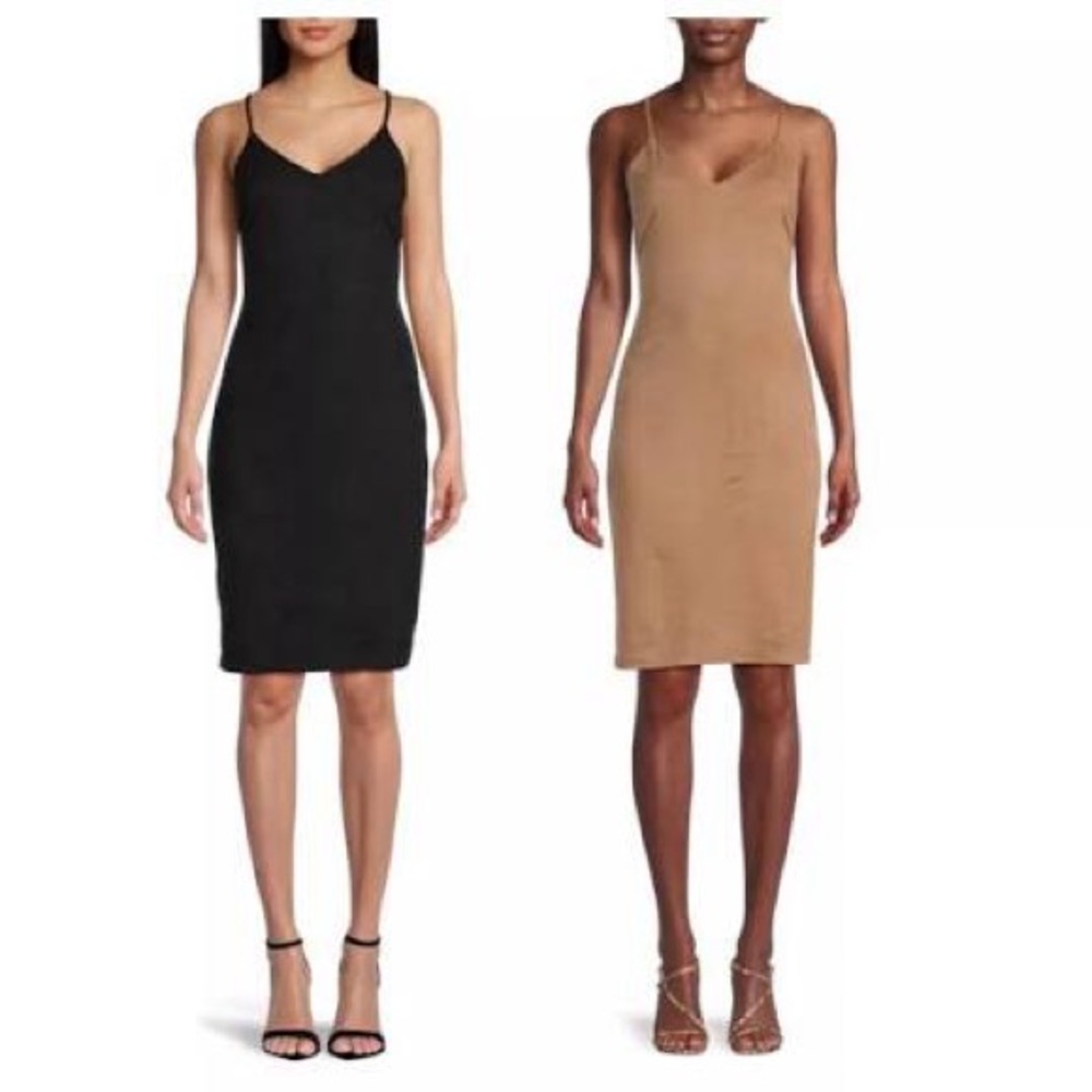 Black Midi Dress Faux Suede Junior’s 15/17 Women’s 10/12 NWT - Picture 4 of 6